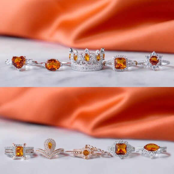 Citrine Snowflake / Flower ring, 925 Sterling Silver - Picture 4 of 5